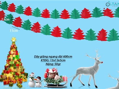 Dây treo Noel hình cây thông bằng giấy 600cm XMAS-DTR-02